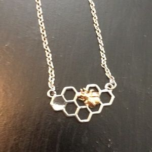 Honeycomb and bee necklace